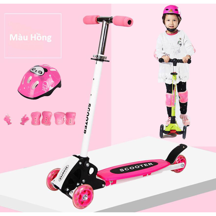 Combo Xe Trượt Scooter Trẻ Em 3 Bánh Tự Cân Bằng + Bộ Bảo Hộ Chân Tay Mũ Bảo Hiểm