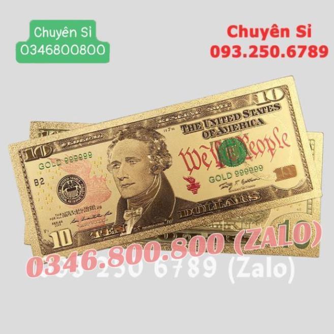 Tờ Tiền Kỉ Niệm 10 Đô Plastic Mạ Vàng Lì Xì Tết May Mắn