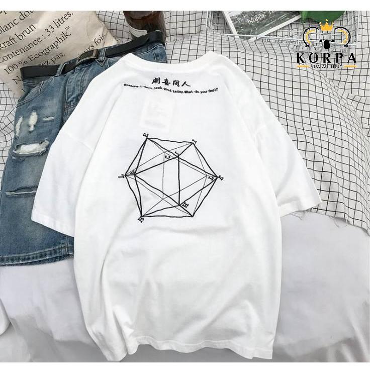 Áo thun tay lỡ form rộng họa tiết hình học - Unisex nam nữ đều mặc được