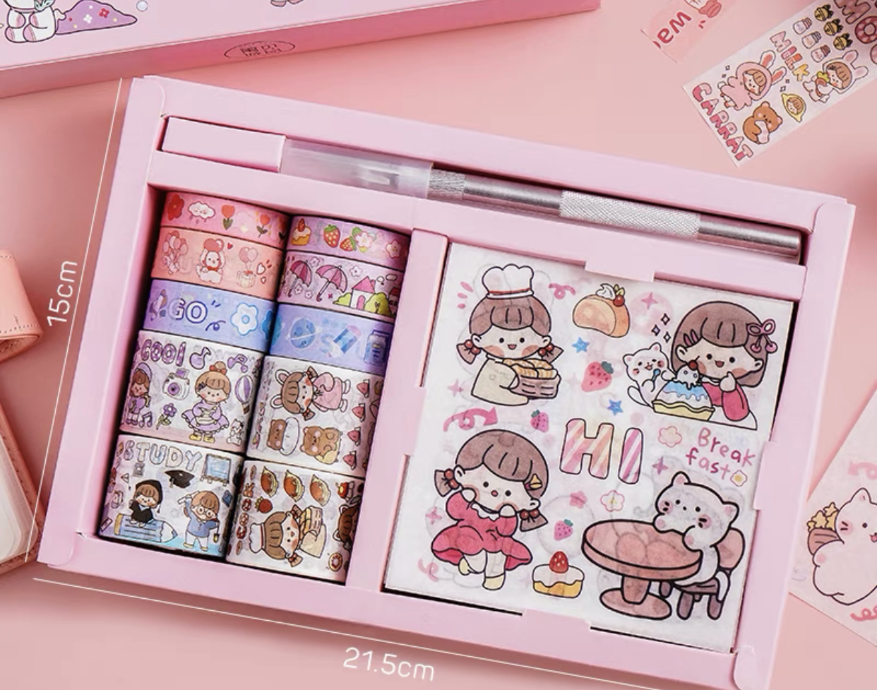 Sticker Set Băng Keo Giấy Họa Tiết Dễ Thương Dùng Trang Trí Sổ Tay
