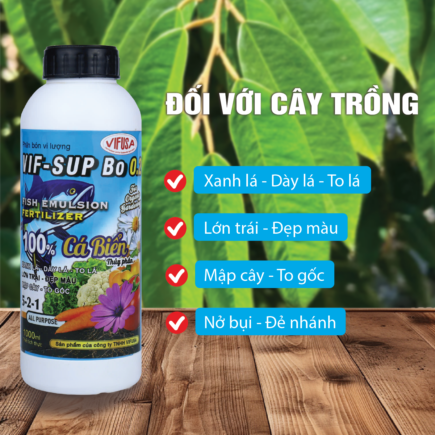 VIF-SUP Bo 0.2 - Phân bón đạm cá chai 1 lít