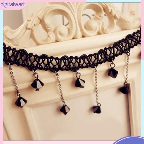 Vòng cổ choker phối ren đính đá sành điệu cho nữ