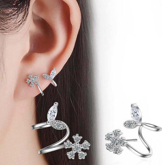 Bông tai hoa lá nạm đá zircon BHBT282