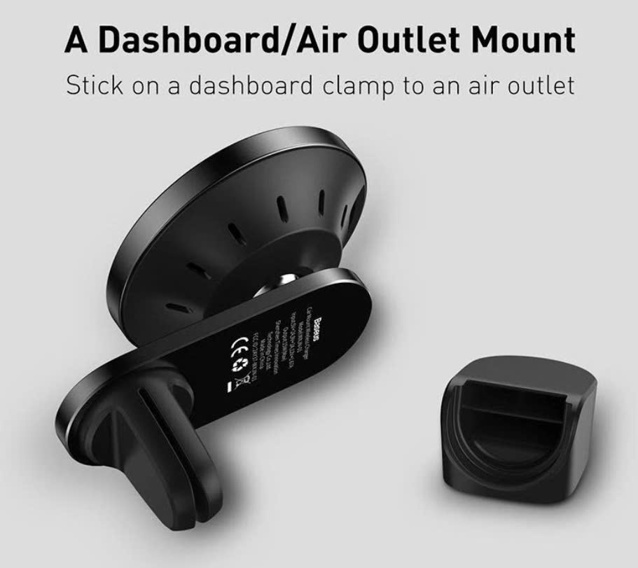 Đế giữ điện thoại tích hợp nam châm và Sạc không dây dùng trên xe ô tô Baseus Big Energy Car Mount Wireless Charger [hàng chính hãng]