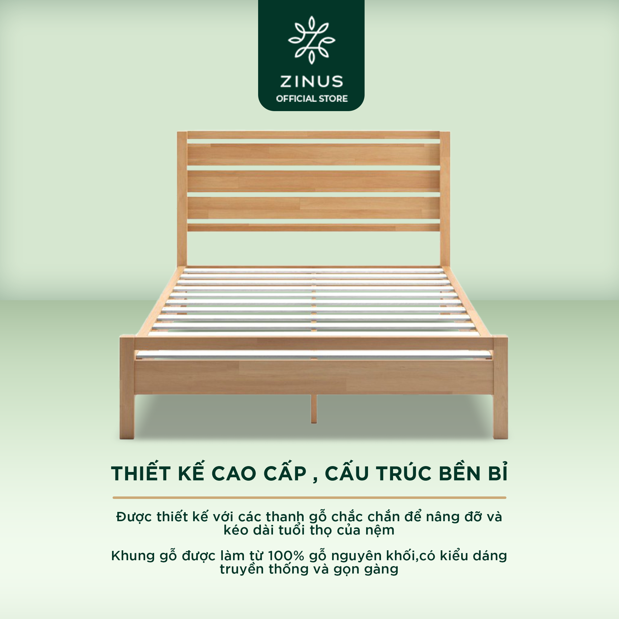 Giường Ngủ Zinus Gỗ Tự Nhiên Sang Trọng Aimee Wood Platform Bed Frame