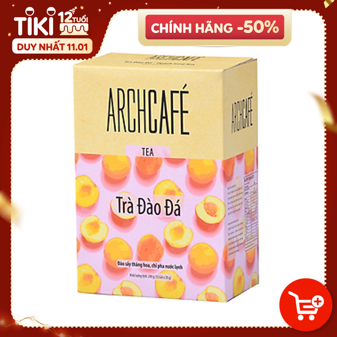 Trà Đào Đá - Trà hoà tan Archcafé (hộp 12 gói x 20g)