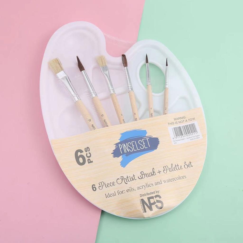 Set khay pha màu và bộ 6 cọ vẽ. Combo palette pha màu và 6 cọ vẽ tiện lợi