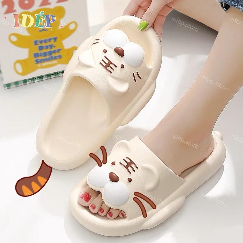 Dép nữ cute đi trong nhà đế siêu êm DL306, Dép bánh mì nữ hình Hổ Little Tiger dễ thương chống trơn trượt 2022 iDÉP