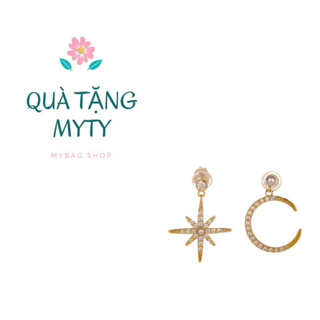 Hoa Tai Nữ Họa Tiết Trăng Sao Đính Đá, Phong Cách Trẻ Trung, BT06