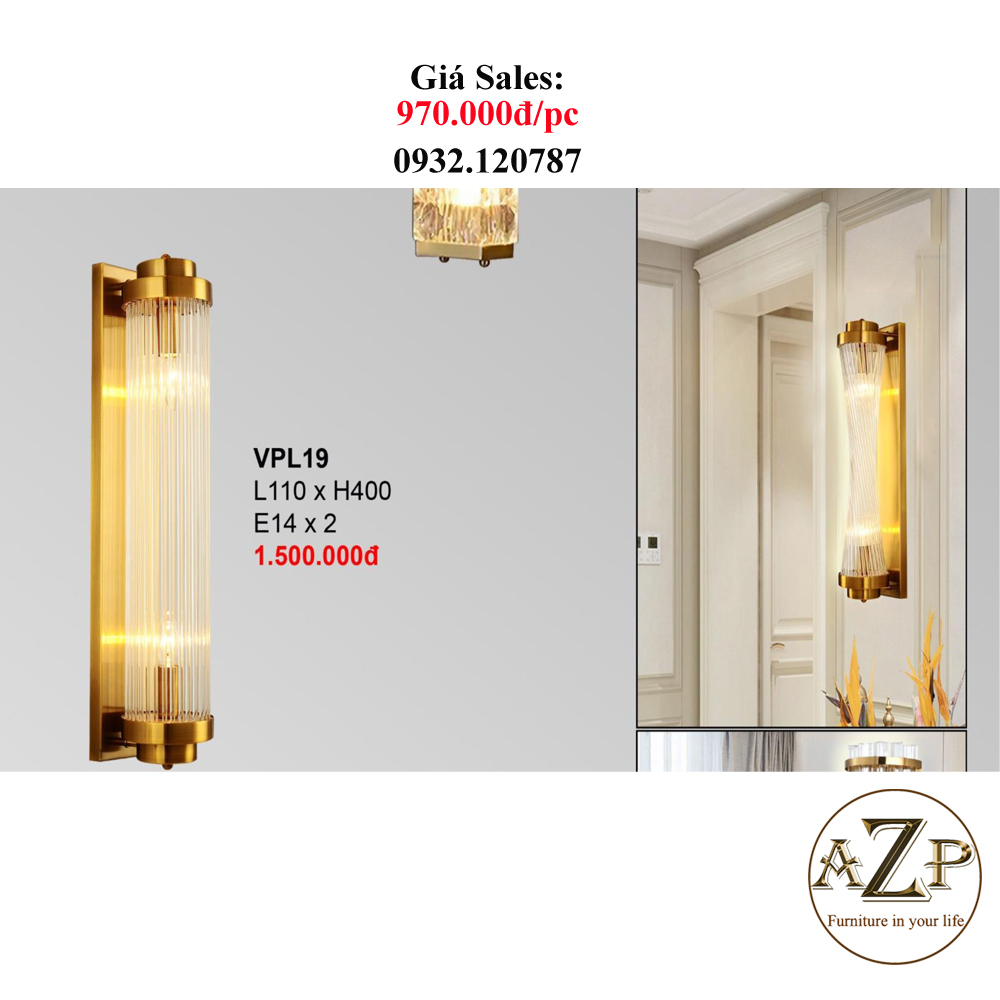 AZP - ĐÈN ỐP VÁCH / ĐÈN TRANG TRÍ / ĐÈN TREO TƯỜNG PHÒNG KHÁCH, PHÒNG NGỦ, NHÀ HÀNG, KHÁCH SẠN AZP-VPL19 phong cách đương đại, hàng nhập khẩu AZP
