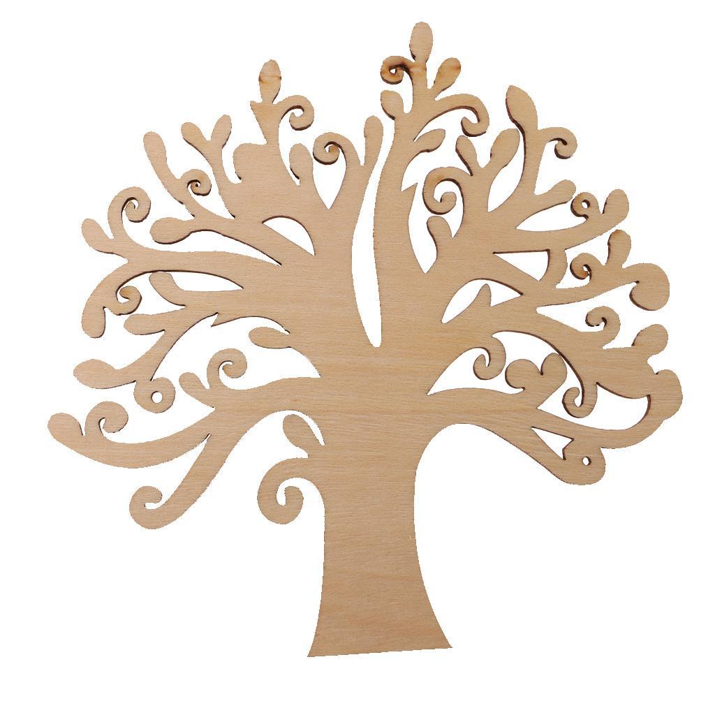 10 Pieces Unpainted Blank Wood Wooden Tree Embellishments for DIY Crafts