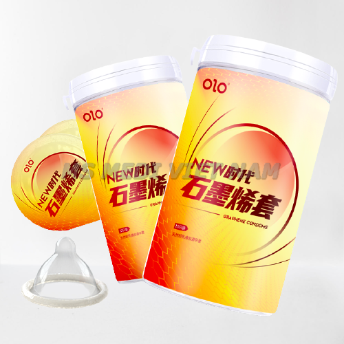 Bao cao su OLO Siêu mỏng 001, gel bôi trơn dầu Graphene siêu dẫn nhiệt + hạt tăng kích thước.- Hộp 10 Cái.