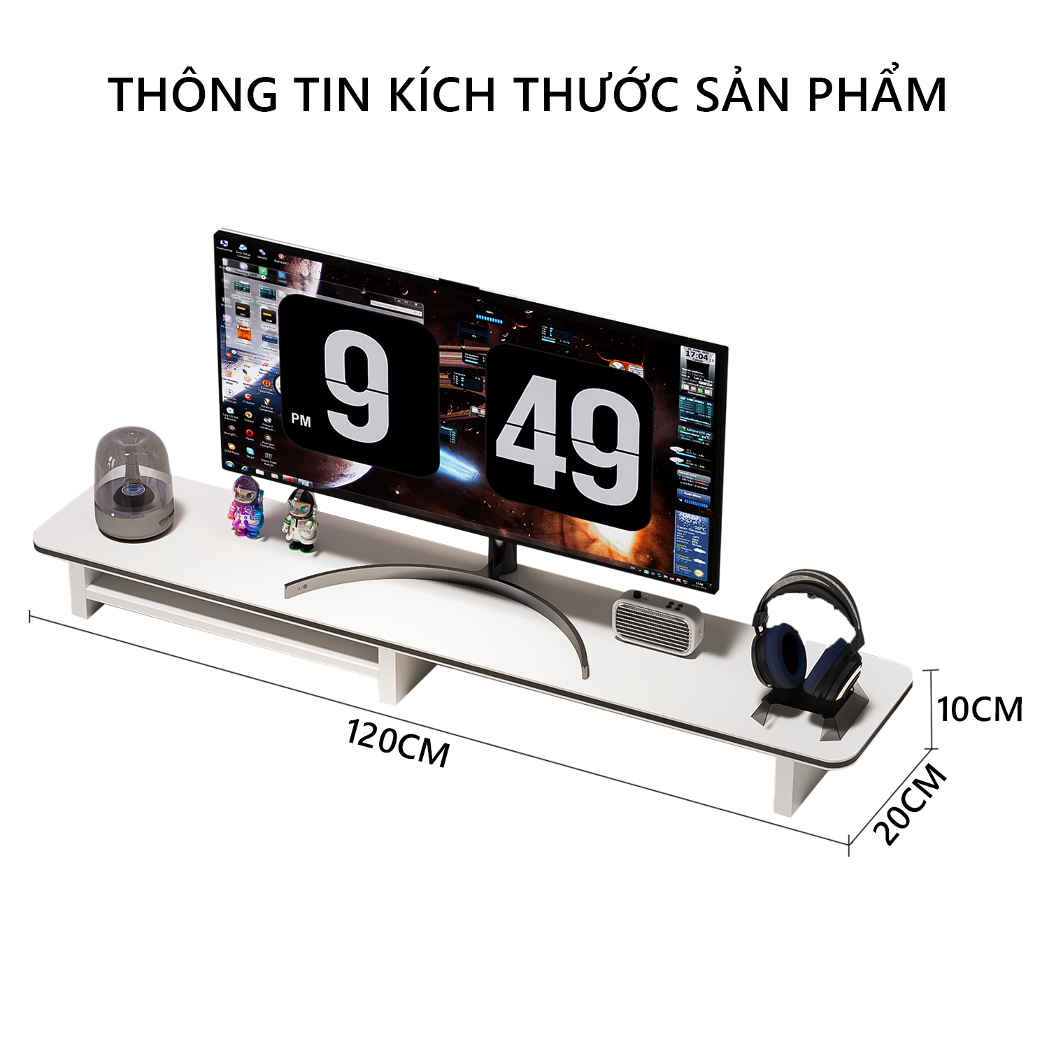 Kệ để màn hình máy tính sắp xếp bàn làm việc phong cách gaming thương hiệu IGA - GA35