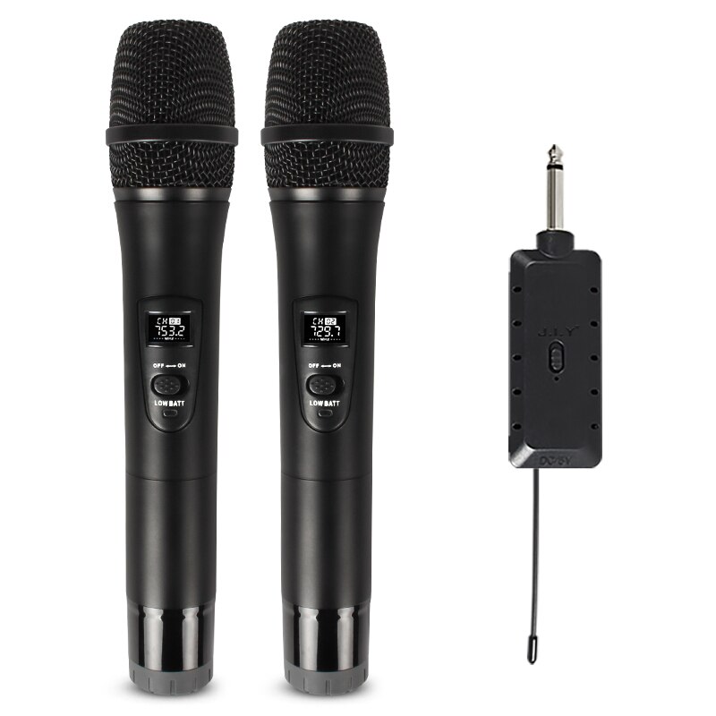 Bộ 2 micro không dây chuyên nghiệp karaoke Live Broadcast Home Conference Audio VHF MIC KTV J.I.Y LCD 1284