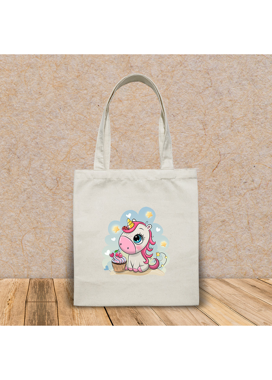 Túi vải tote canvas in hình cute cartoon unicorn cupcake on HT378