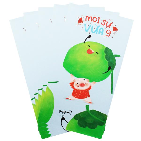 Bộ 5 Bao Lì Xì Tết Ất Tỵ SDstationery - Ngũ Quả Sum Vầy - Dừa