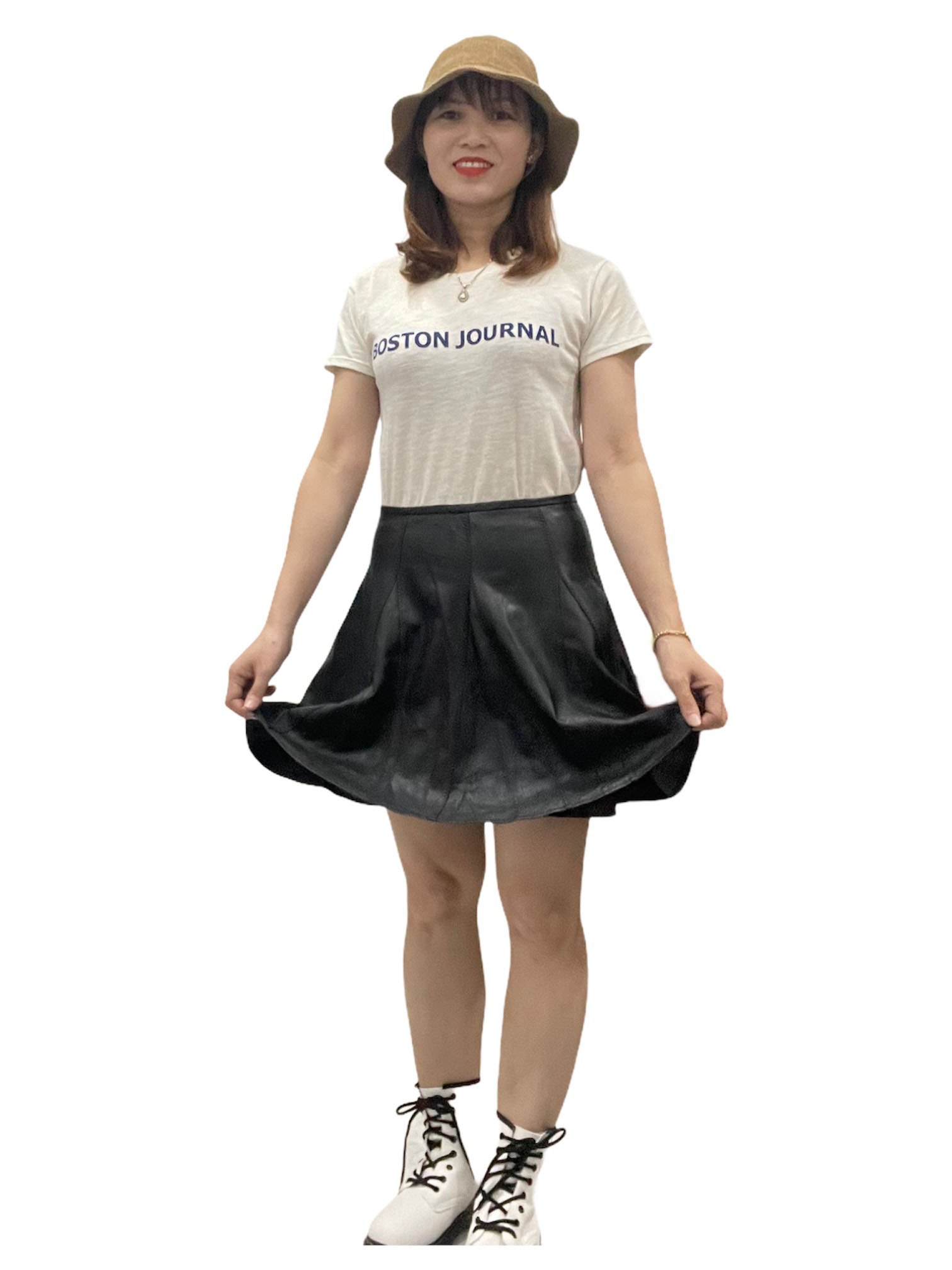 Chân Váy Chữ A Da Pu Lưng Cao Thời Trang Hàn Quốc V23- 45-48 KG JIAMI