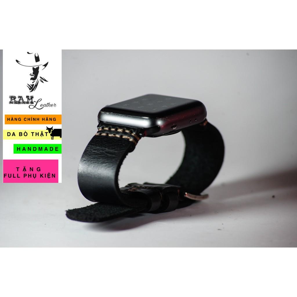 Dây đồng hồ RAM Leather da bò handmade - RAM simple đen 2021