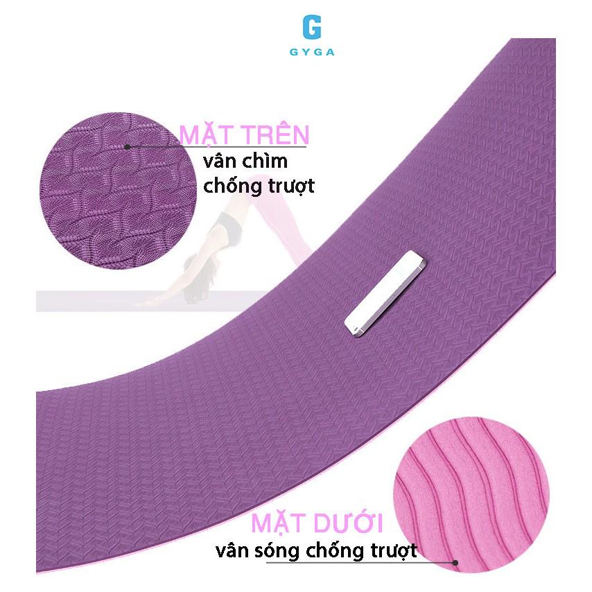 Thảm tập gym yoga chống trơn trượt TPE cao su 2 lớp 6mm tấm miếng đệm nót tập thể dục tại nhà GYGA