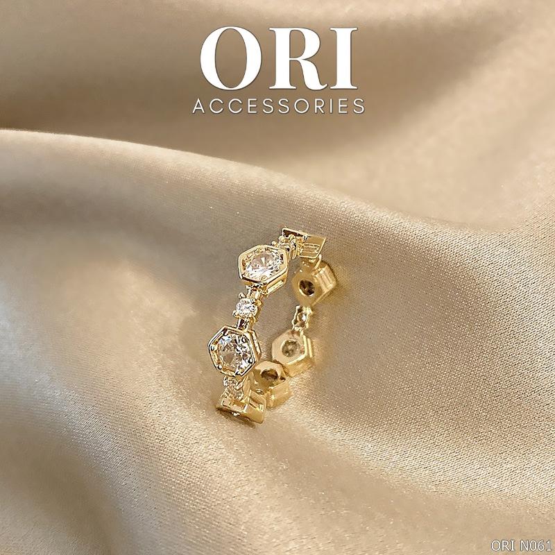 Nhẫn nữ Freesize mặt lục giác Aliyah độc đáo thời trang ORI ACCESSORIES N061