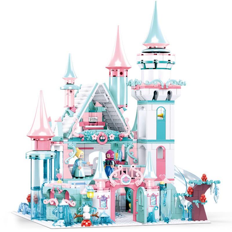 Bộ đồ chơi lắp ráp kiểu lego Lâu Đài Công Chúa Frozen Villa Model Sluban M38 0789 với 1314 chi tiết