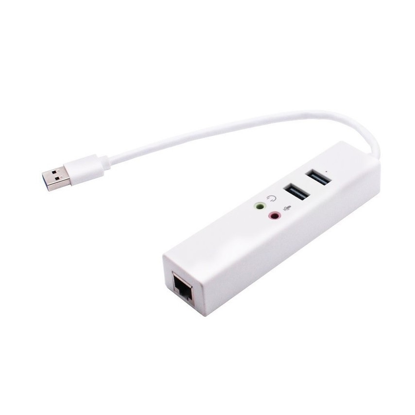 ROGTZ Hub Đa Năng Chia 2 Cổng USB 2.0 + Card Âm Thanh + Lan RJ45 - Hàng Nhập Khẩu