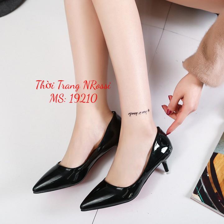 Giày cao gót đen bóng gót nhọn 5cm BIG SIZE 40 41 42 43