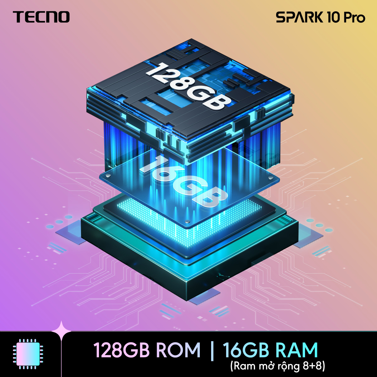 Điện thoại Tecno SPARK 10 Pro 8GB/128GB - Helio G88 | 5000 mAh | Sạc nhanh 18W | Cảm ứng vân tay - Hàng chính hãng