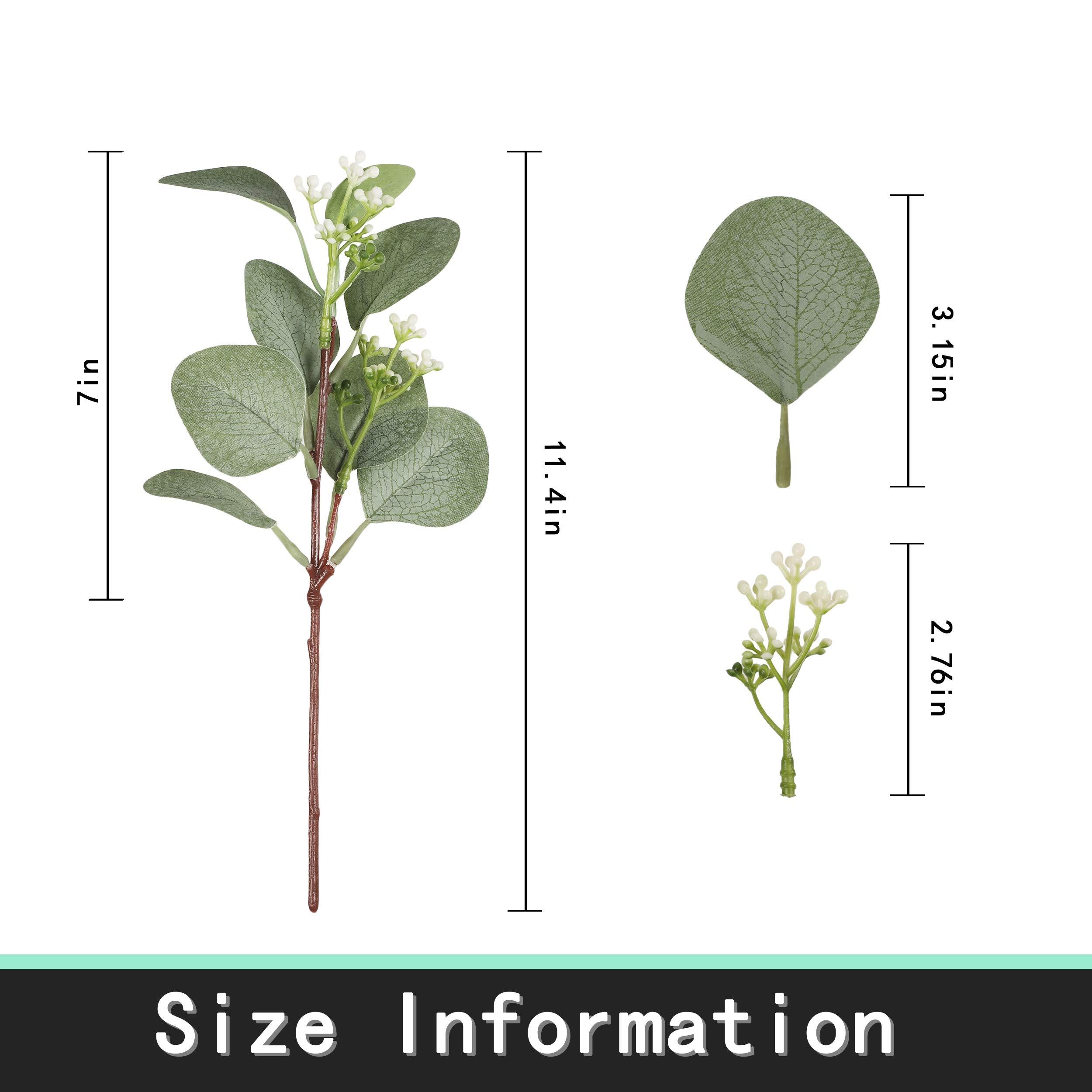 Cành cây bạch đàn nhân tạo 12 mảnh mô phỏng thực vật nhân tạo Eucalyptus để lại cây bạch đàn bạc cho bữa tiệc, đám cưới, vườn, cửa sổ, tại nhà, văn phòng, trang trí