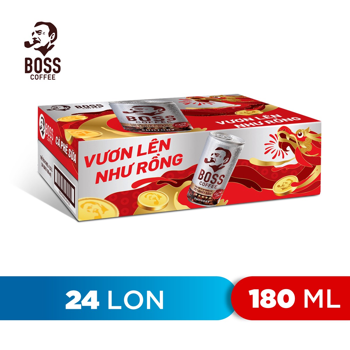 Thùng 24 Lon Cafe sữa Boss (180ml/lon)