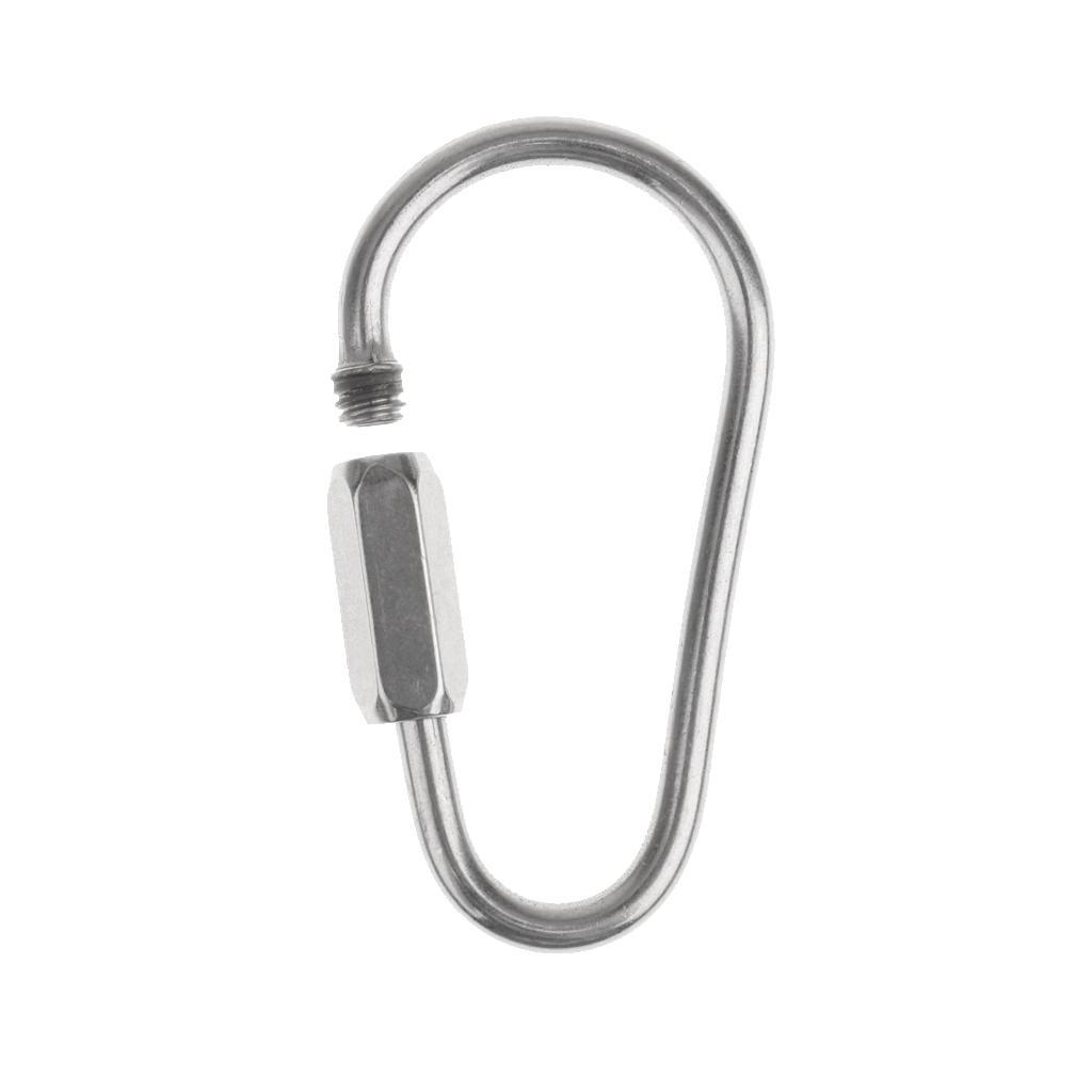Camping Outdoor Stainless Screw Lock D Carabiner Clip Hook Key Chain 5.2cm