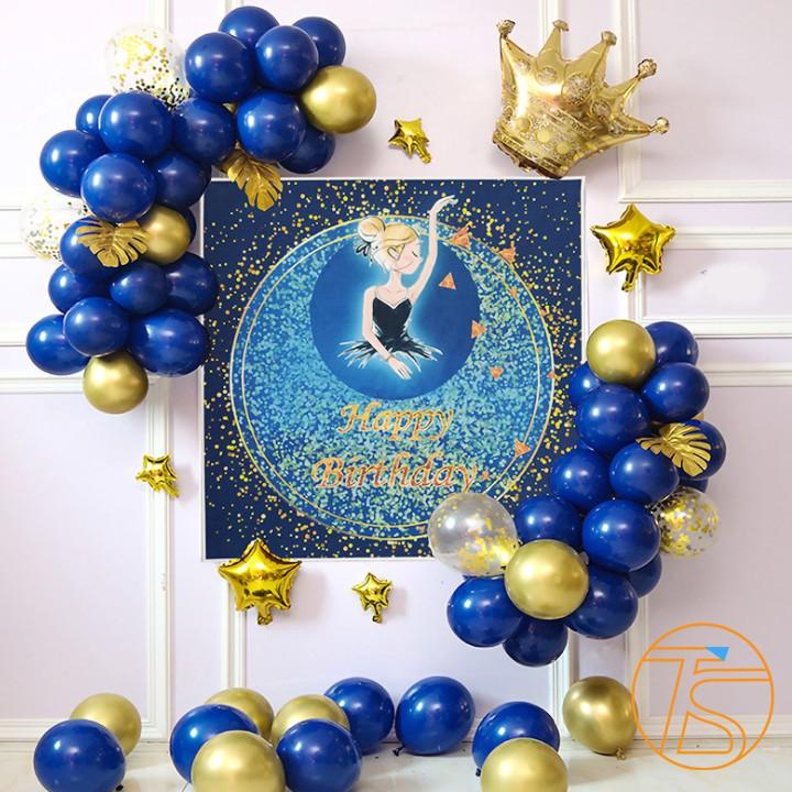 Set Trang Trí Sinh Nhật, Thôi Nôi Poster Cô Gái Múa Ba Lê Cho Bé Gái Kèm Ống Bơm Tay - Happy Birthday