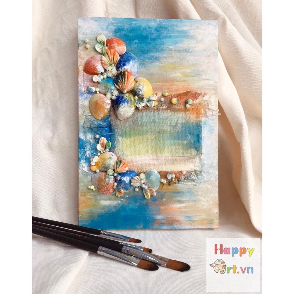 Tranh Canvas vẽ tay BIỂN NGỌC phong cách VINTAGE