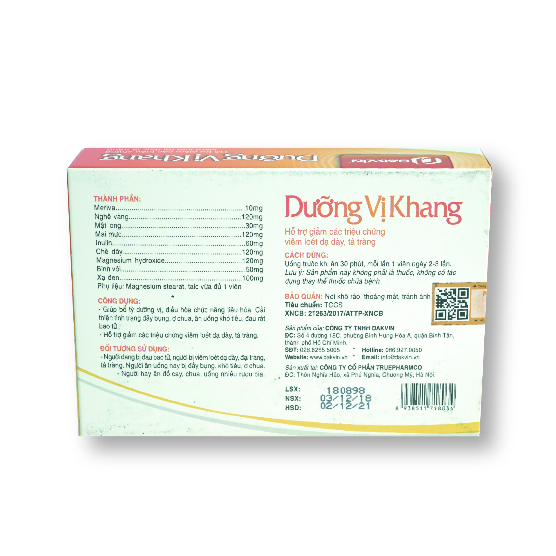 Dưỡng Vị Khang - Hỗ Trợ Giảm Các Triệu Chứng Viêm Loét Dạ Dày, Tá Tràng - Cải Thiện Tình Trạng Đầy Bụng, Ợ Chua, Đau Rát Bao Tử