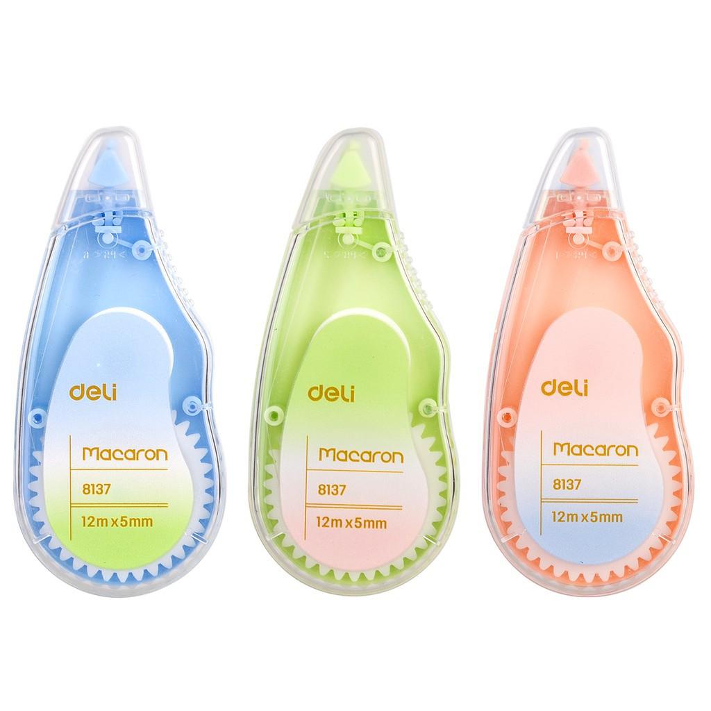Băng Xóa Bút Xóa Kéo 12M Deli - Hình Trái Cây - Hồngxanh Láxanh Dương - Set 3 Chiếc - Eh333