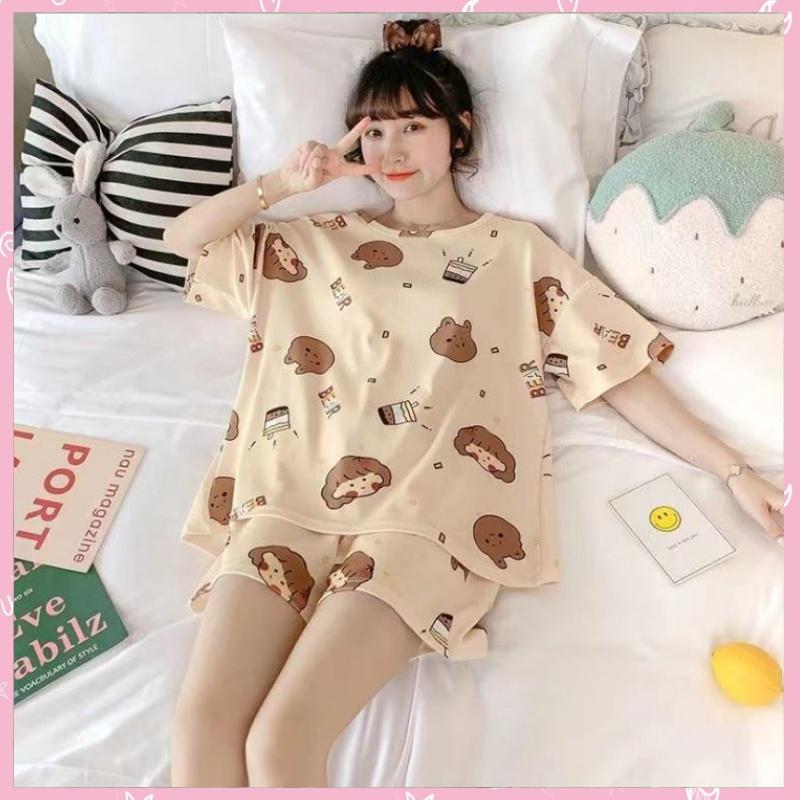 Bộ đồ ngủ nữ cotton dễ thương - Đồ Mặc Nhà Nữ Kiểu Dáng Hàn Quốc