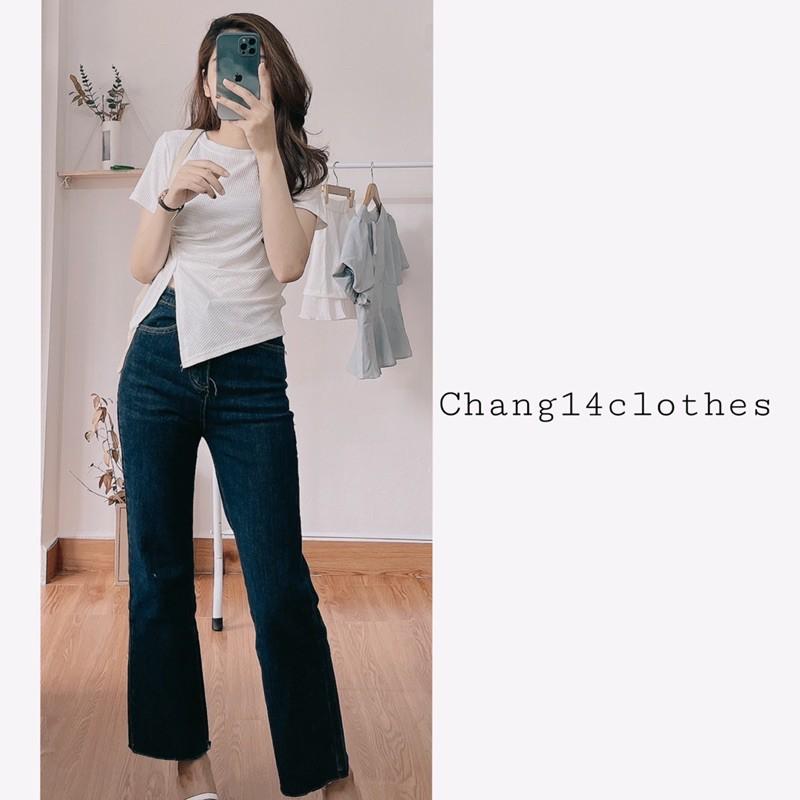 Quần jean bò ống loe nhẹ dưới mã 3691-1 co giãn tốt