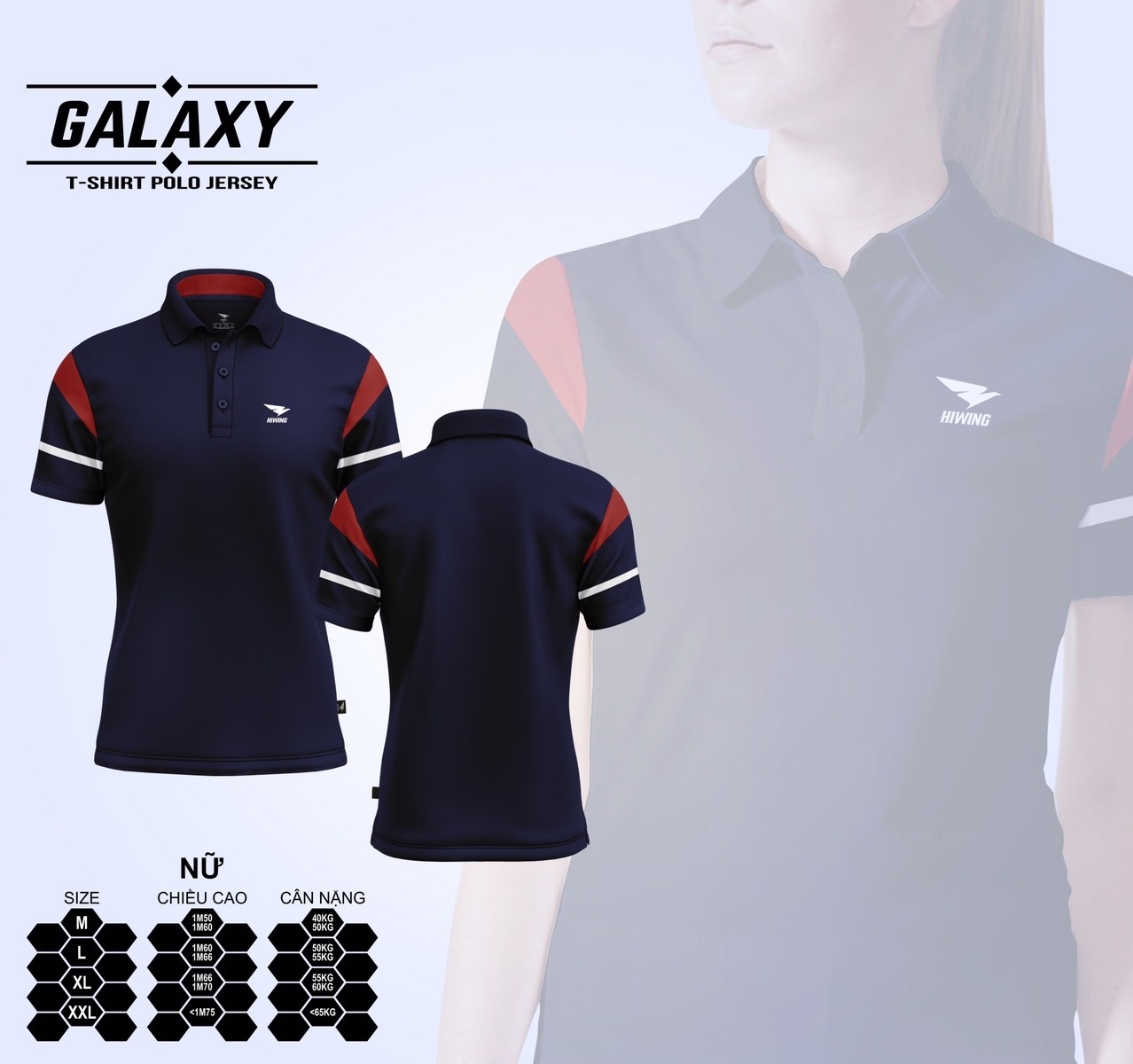 Áo polo nam HIWING GALAXY, áo cầu lông tennis Hiwing màu đen