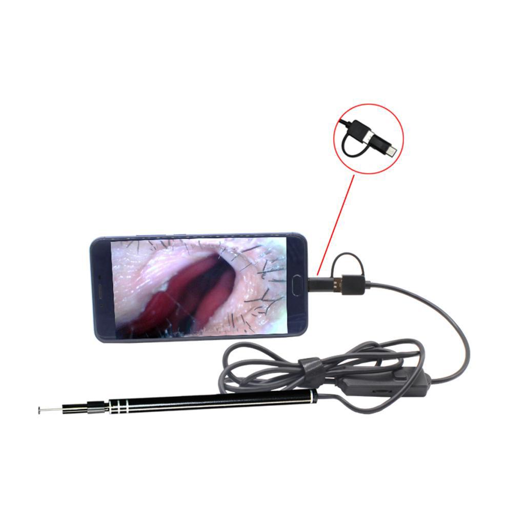 3 In 1 Visual Ear Scoop Ear Borescope 5.5mm Lens 6LED Adjustable Light 1.0MP