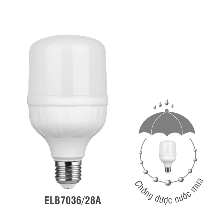 Bóng đèn LED Bulb Roman trụ nhôm nhựa chống được nước mưa, chip LED SMD2835 cao cấp | Tuổi thọ 30.000 giờ - 28W - Ánh sáng trắng