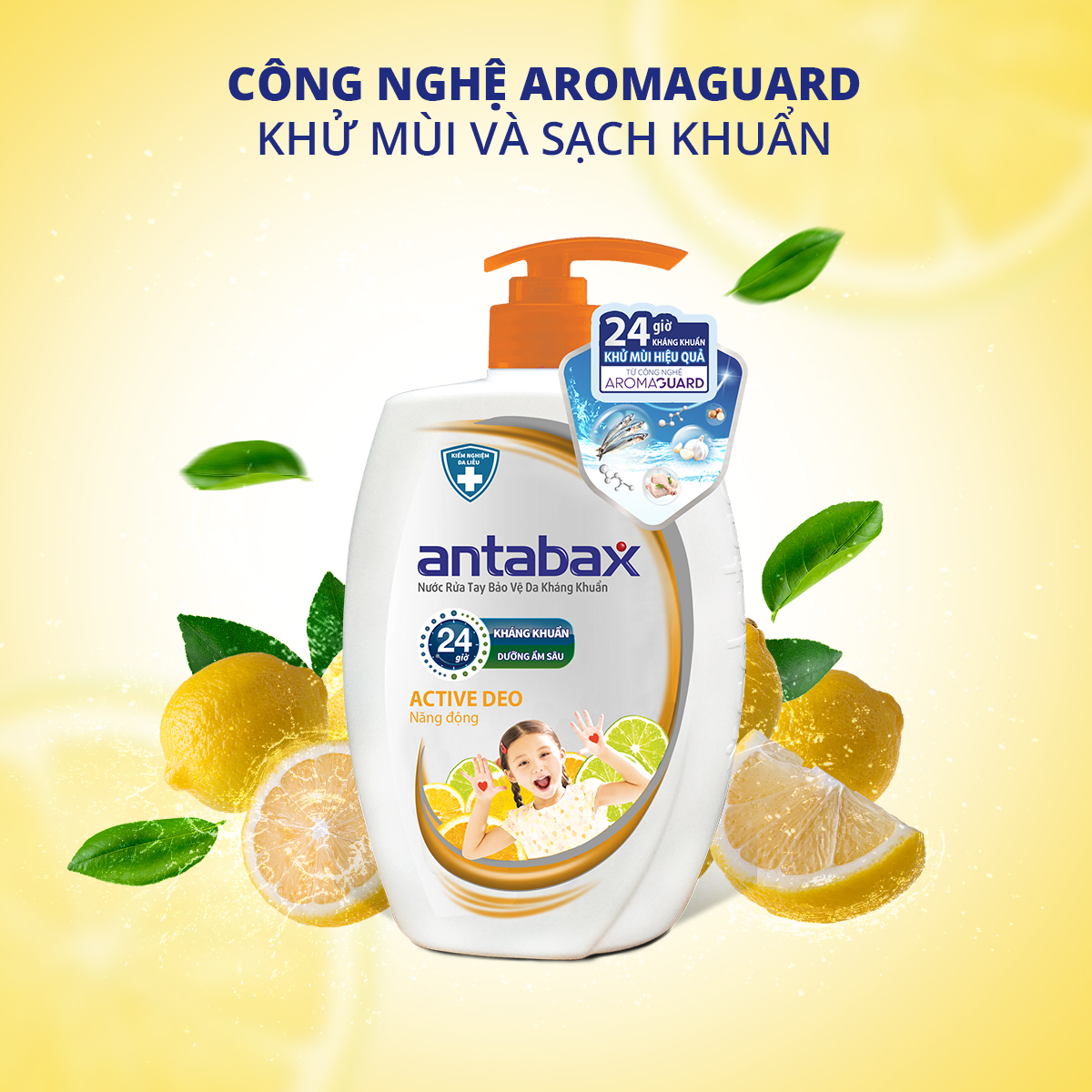 Nước Rửa Tay Bảo Vệ Da Kháng Khuẩn Antabax Active Deo Năng Động 500ml