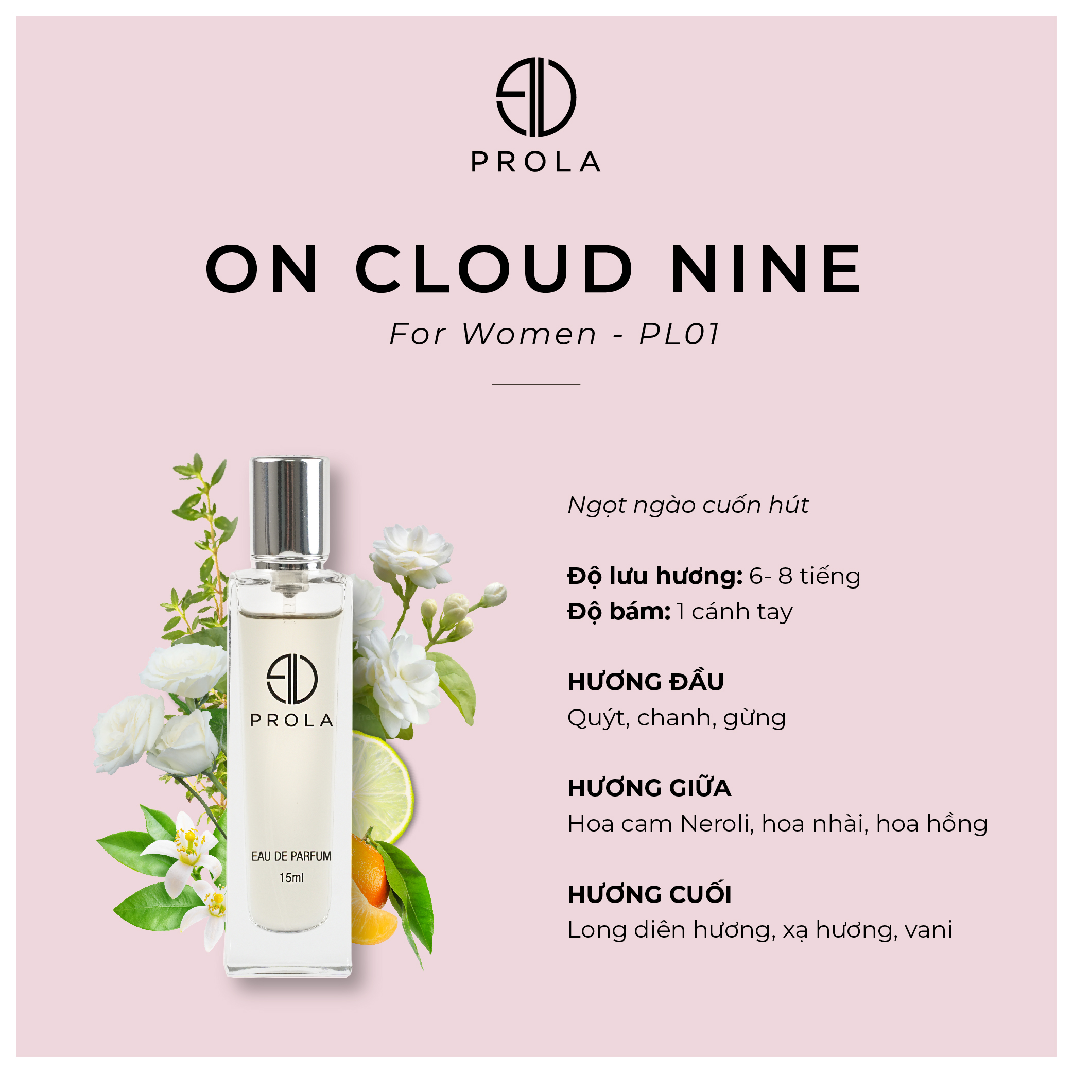 Nước Hoa Nữ PROLA Mini Chính Hãng Thơm Lâu Nhẹ Nhàng Cuốn Hút Dạng Xịt - On Cloud Nine