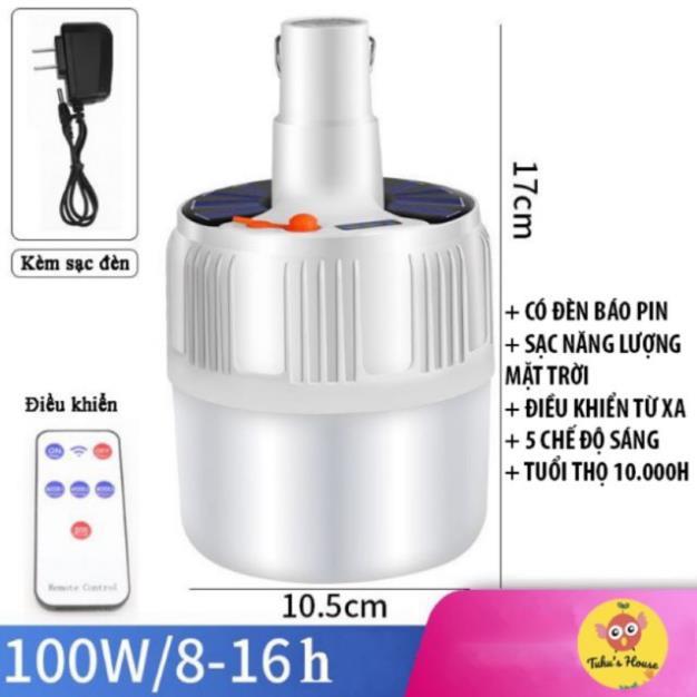 Đèn led tích điện năng lượng mặt trời siêu sáng Có Điều Khiển Từ Xa, Công Suất 100W, 5 Chế Độ Sáng