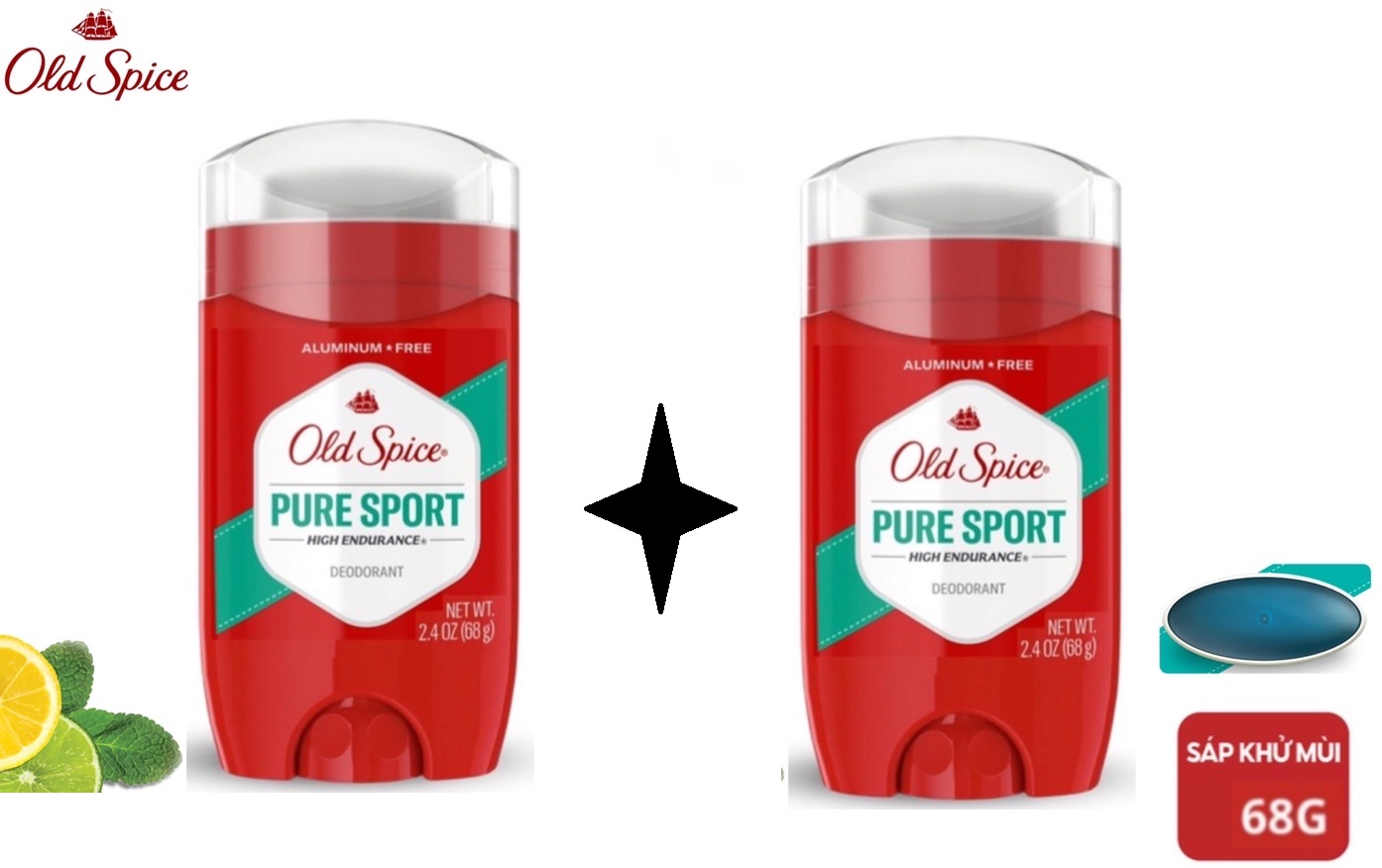 Combo 2 Sáp khử mùi cơ thể Old Spice Pure Sport 68g