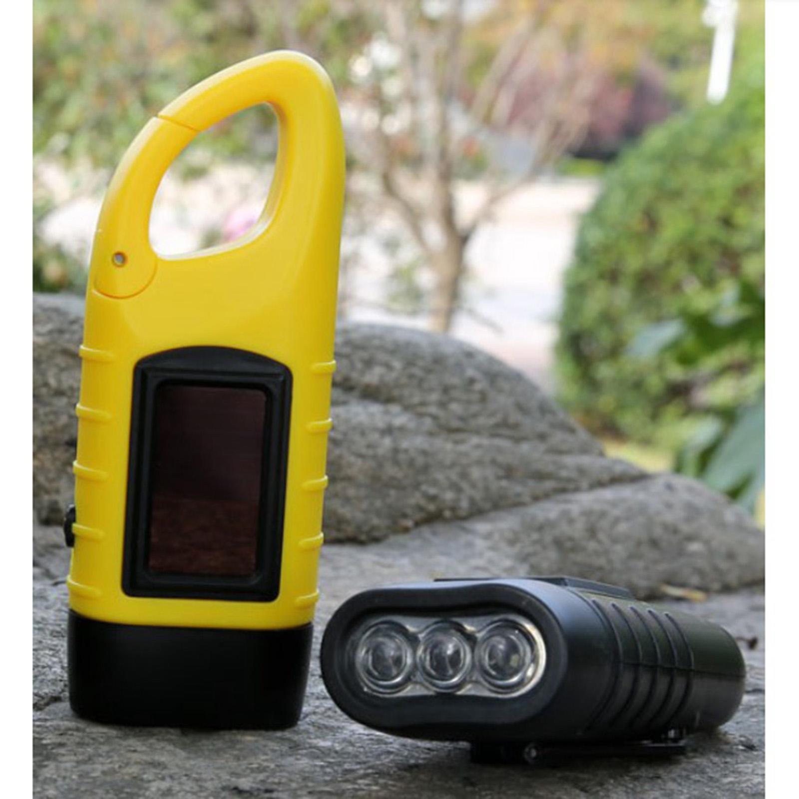 Solar Rechargeable Hand Crank Flashlight Bright Work Yellow