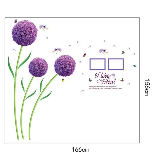 Decal trang trí tường - Bồ Công Anh Tím khung hình 02