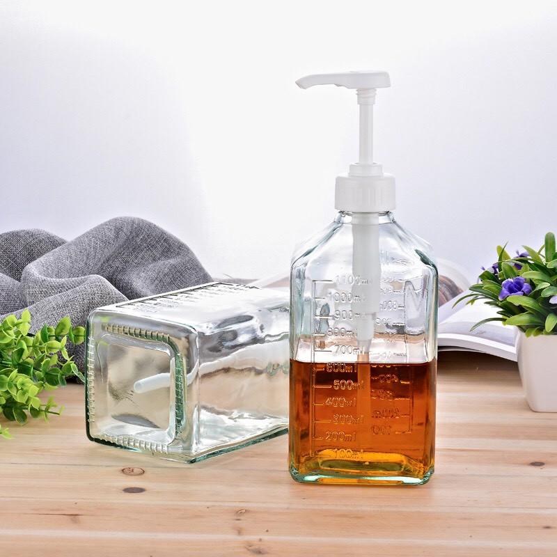 Bình Bơm Siro & Sugar Có Vòi Dung Tích 1100ml - Bình Thủy Tinh