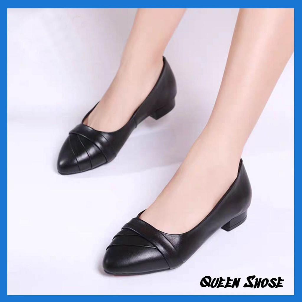 giày nữ đế bằng da lỳ cao cấp Hàng Xuất Dư