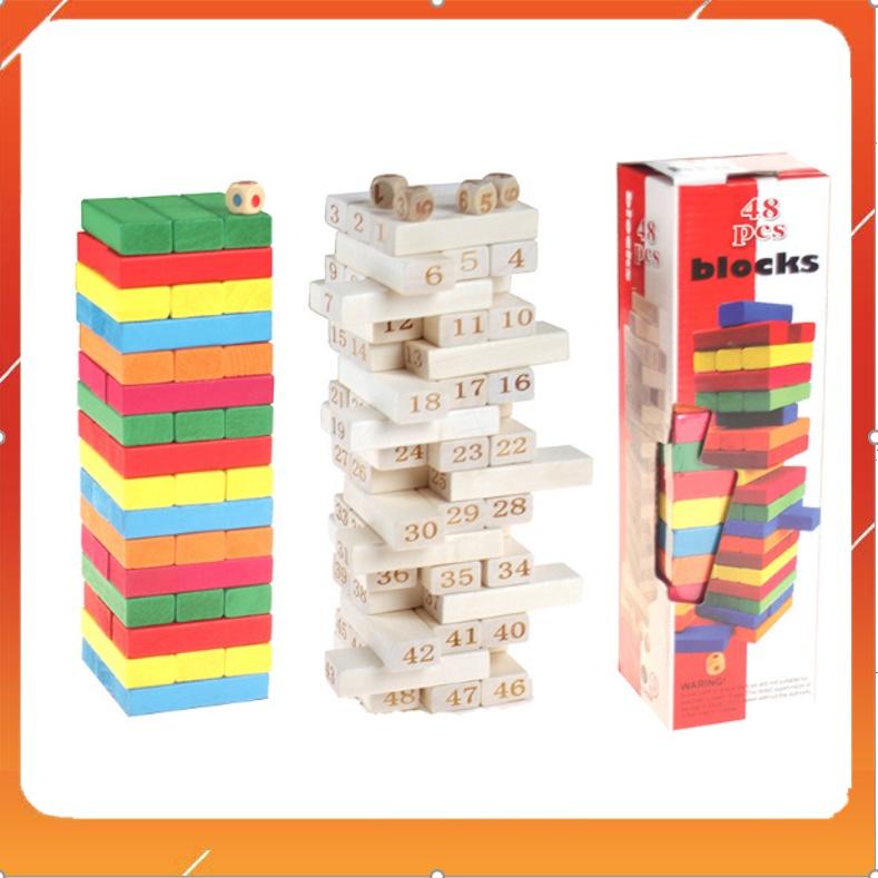 Bộ đồ chơi rút gỗ loại to đẹp domino montessori, đồ chơi trí tuệ giúp bé phát triển tư duy sáng tạo và khả năng khéo léo