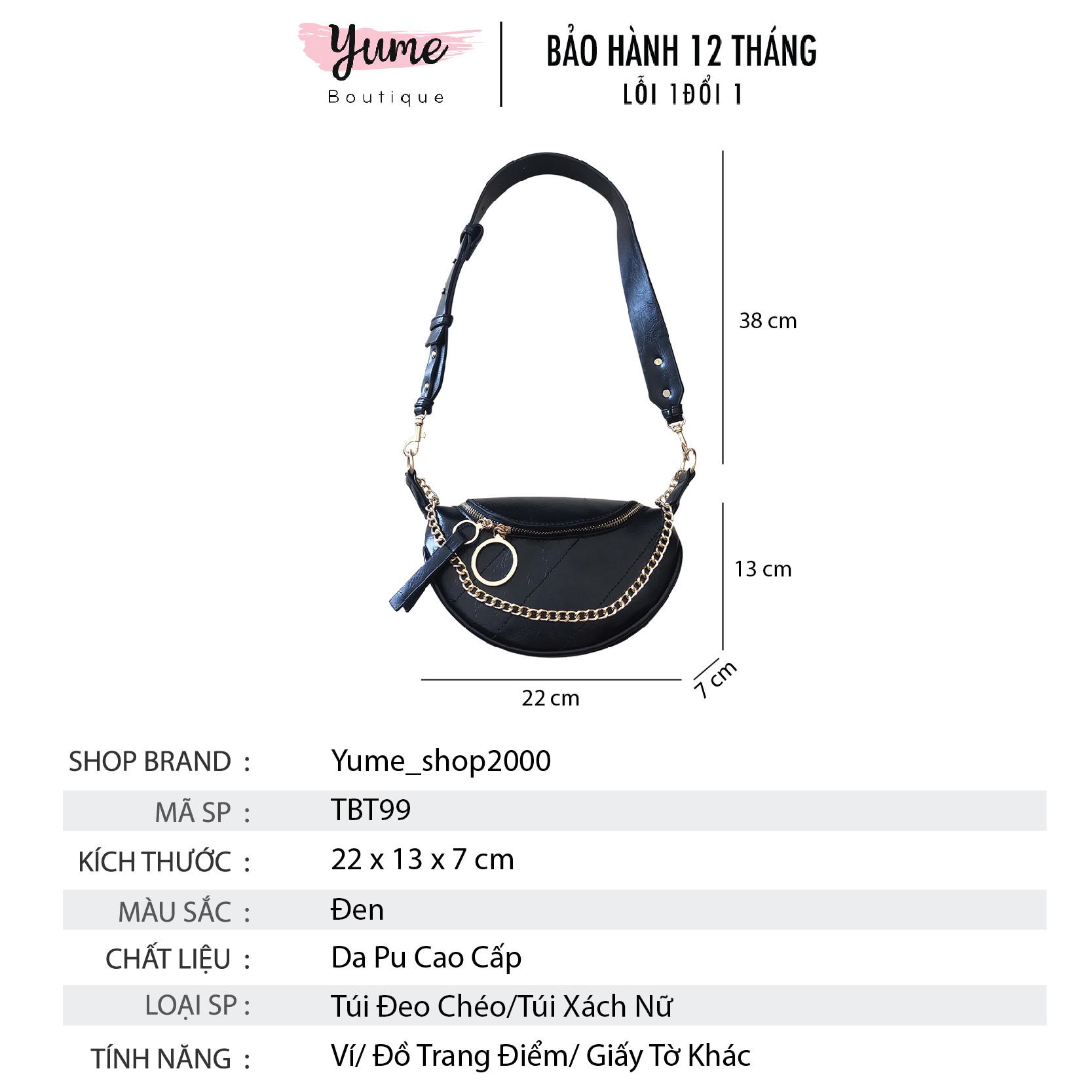 Túi Bao Tử Nữ, Giỏ Đeo Chéo Tiện Dụng Thời Trang Phong Cách Hàn YUME TBT99